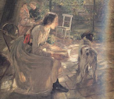 The Artist's Daughters in the Garden (nn02), Fritz von Uhde